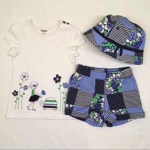 Gymboree Tee, Shorts and Hat Set